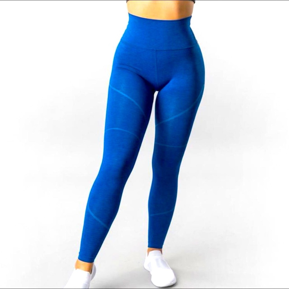 Alphalete OG Revival Leggings Blue Womens Size M Seamless High Rise. Like new